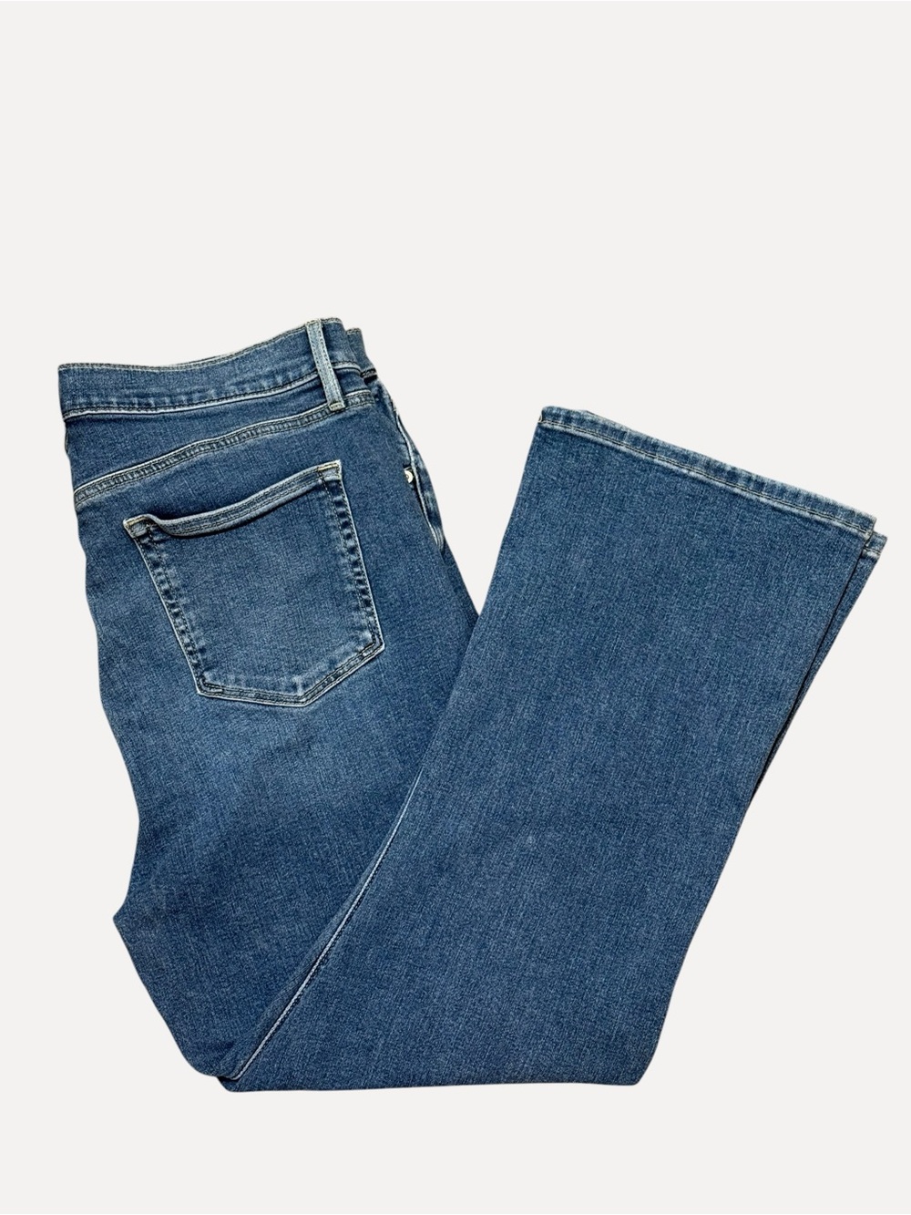 LOFT The Kick Crop jeans women’s 32/14 mid rise flare stretch denim blue